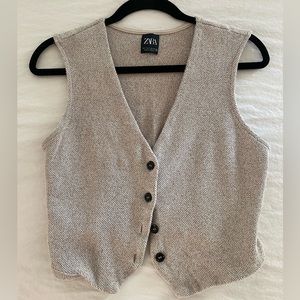 Zara Knit Button-Up Vest